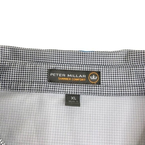Peter Millar Summer Comfort Short Sleeve Polo in Grey Micro Houndstooth - Picture 3 of 5